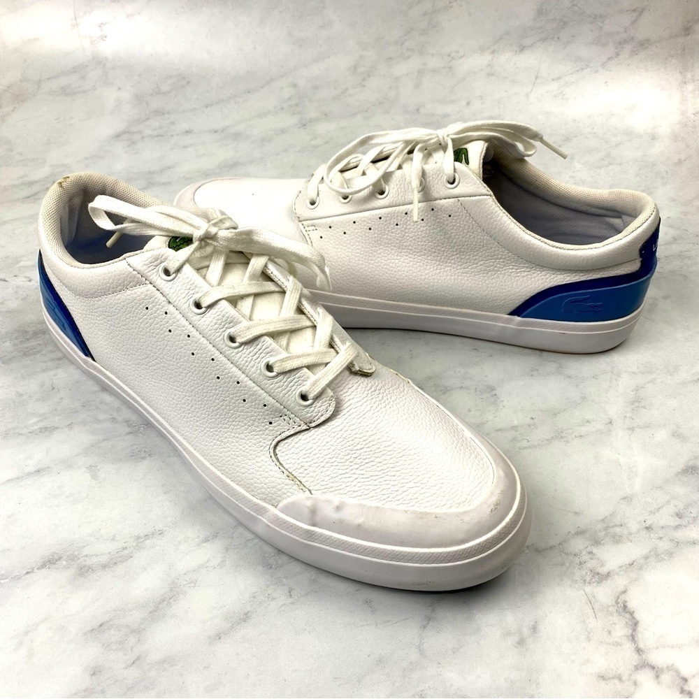 Lacoste: Men's Lace‎ Up Sporty Casual White Tennis Shoes Sneakers Preppy Size 12